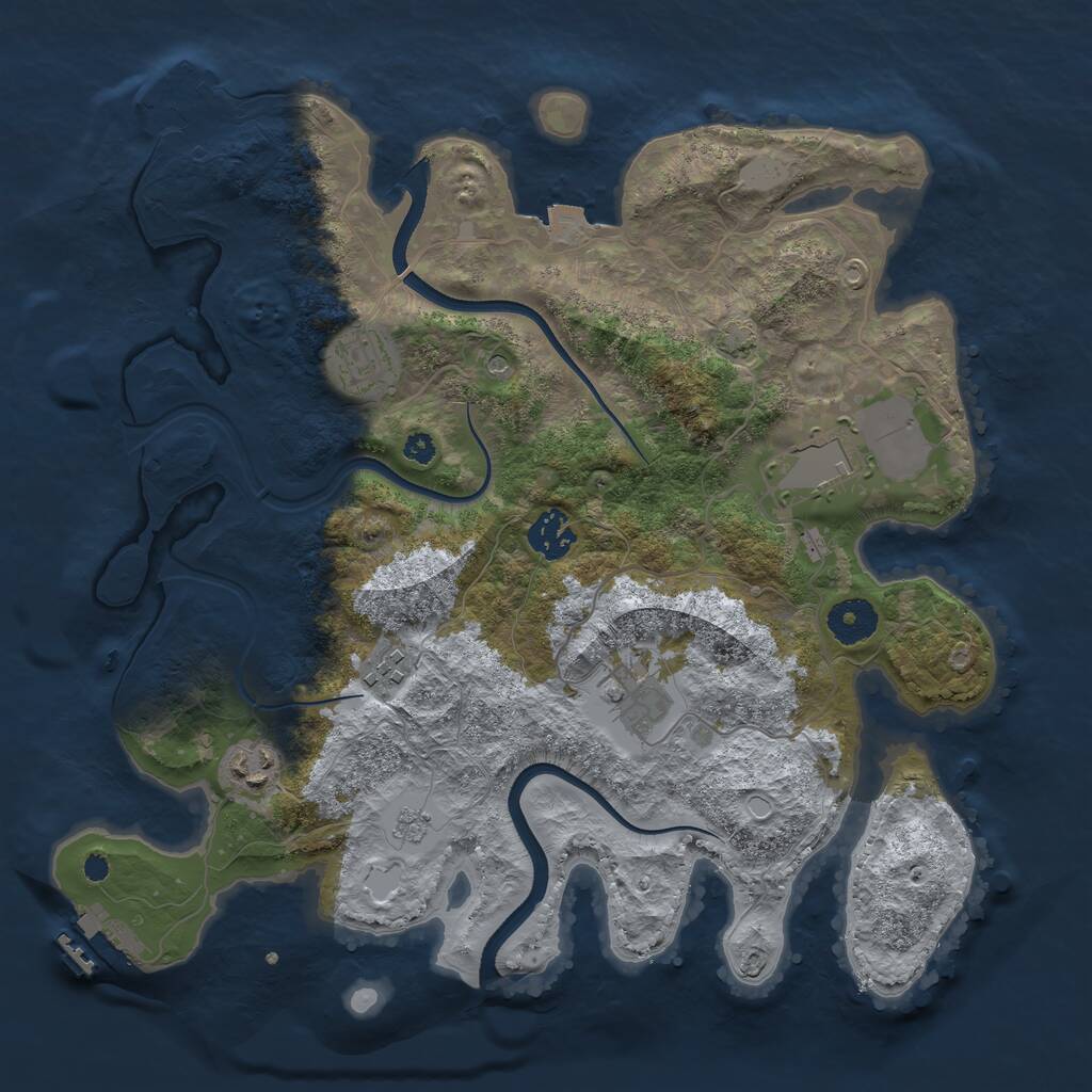 Rust Map: Procedural Map, Size: 3500, Seed: 1452650940, 12 Monuments