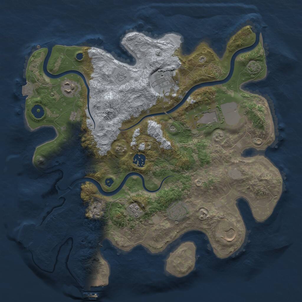 Rust Map: Procedural Map, Size: 3500, Seed: 1494282723, 13 Monuments
