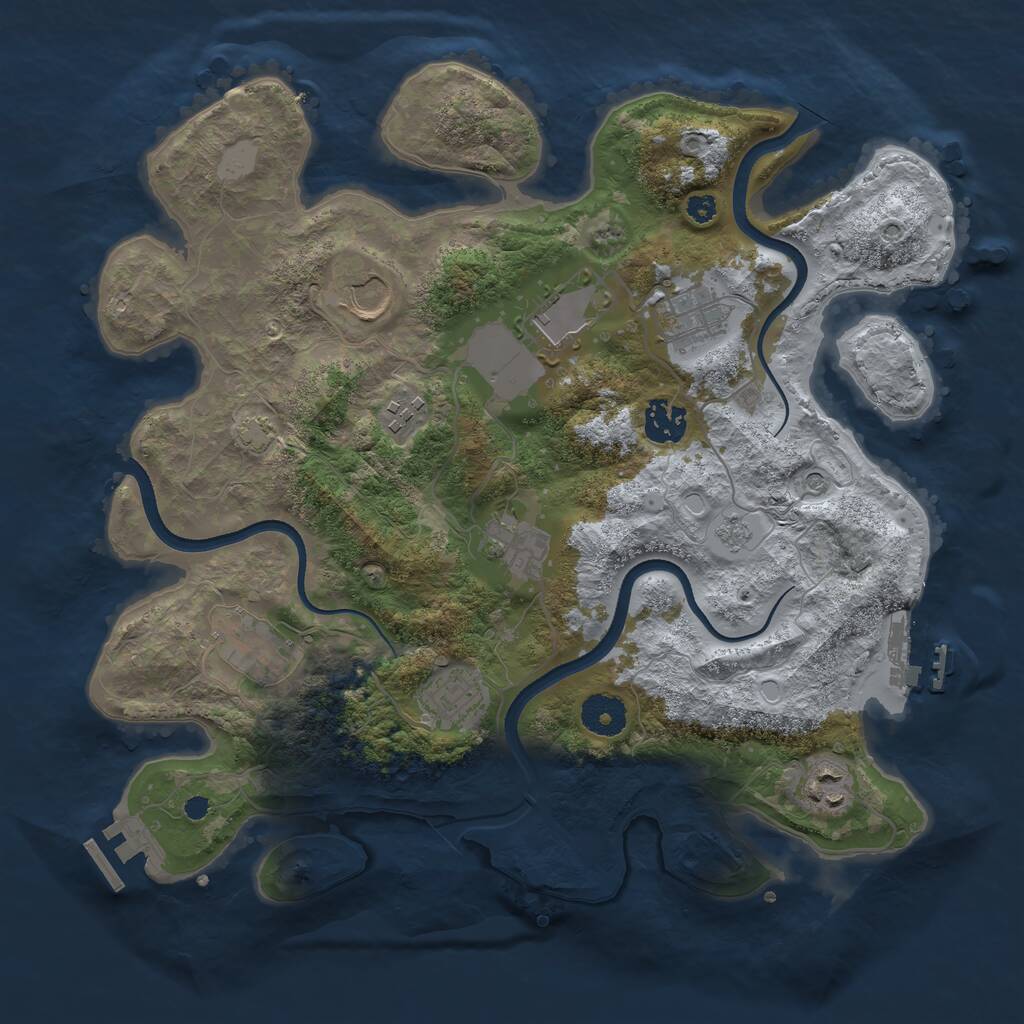 Rust Map: Procedural Map, Size: 3500, Seed: 1227354526, 15 Monuments