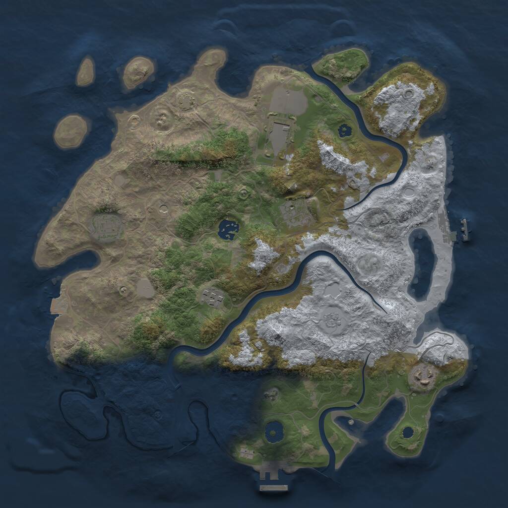 Rust Map: Procedural Map, Size: 3700, Seed: 1058602402, 12 Monuments