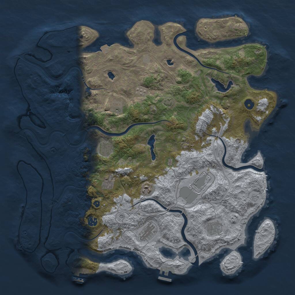 Rust Map: Procedural Map, Size: 4500, Seed: 43574, 16 Monuments