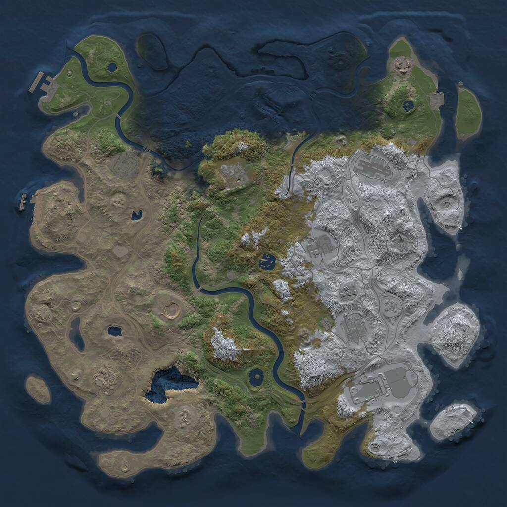 Rust Map: Procedural Map, Size: 4500, Seed: 1069991952, 17 Monuments