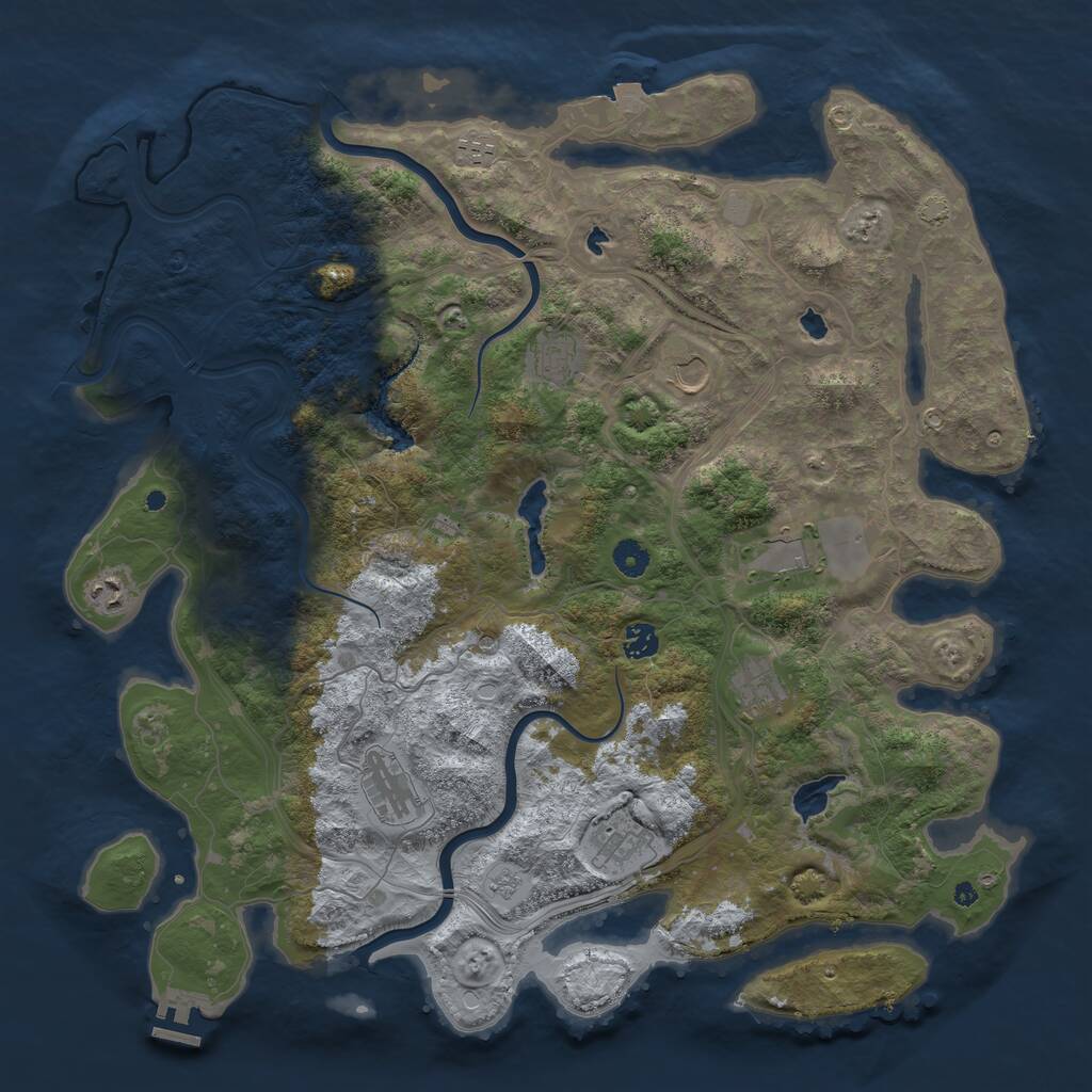 Rust Map: Procedural Map, Size: 4500, Seed: 2099764712, 14 Monuments