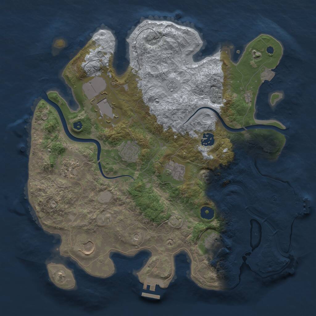 Rust Map: Procedural Map, Size: 3500, Seed: 115665989, 14 Monuments