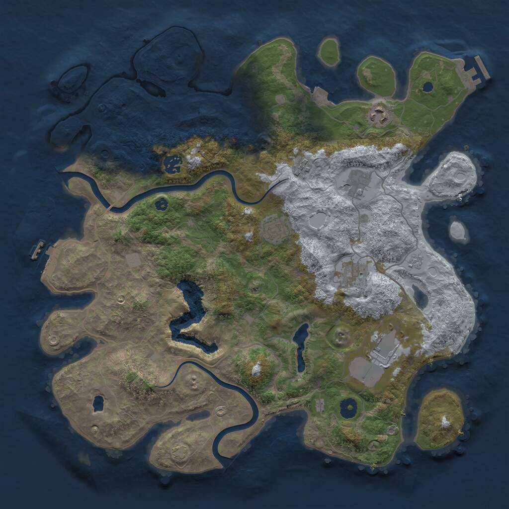 Rust Map: Procedural Map, Size: 4000, Seed: 1453052833, 13 Monuments