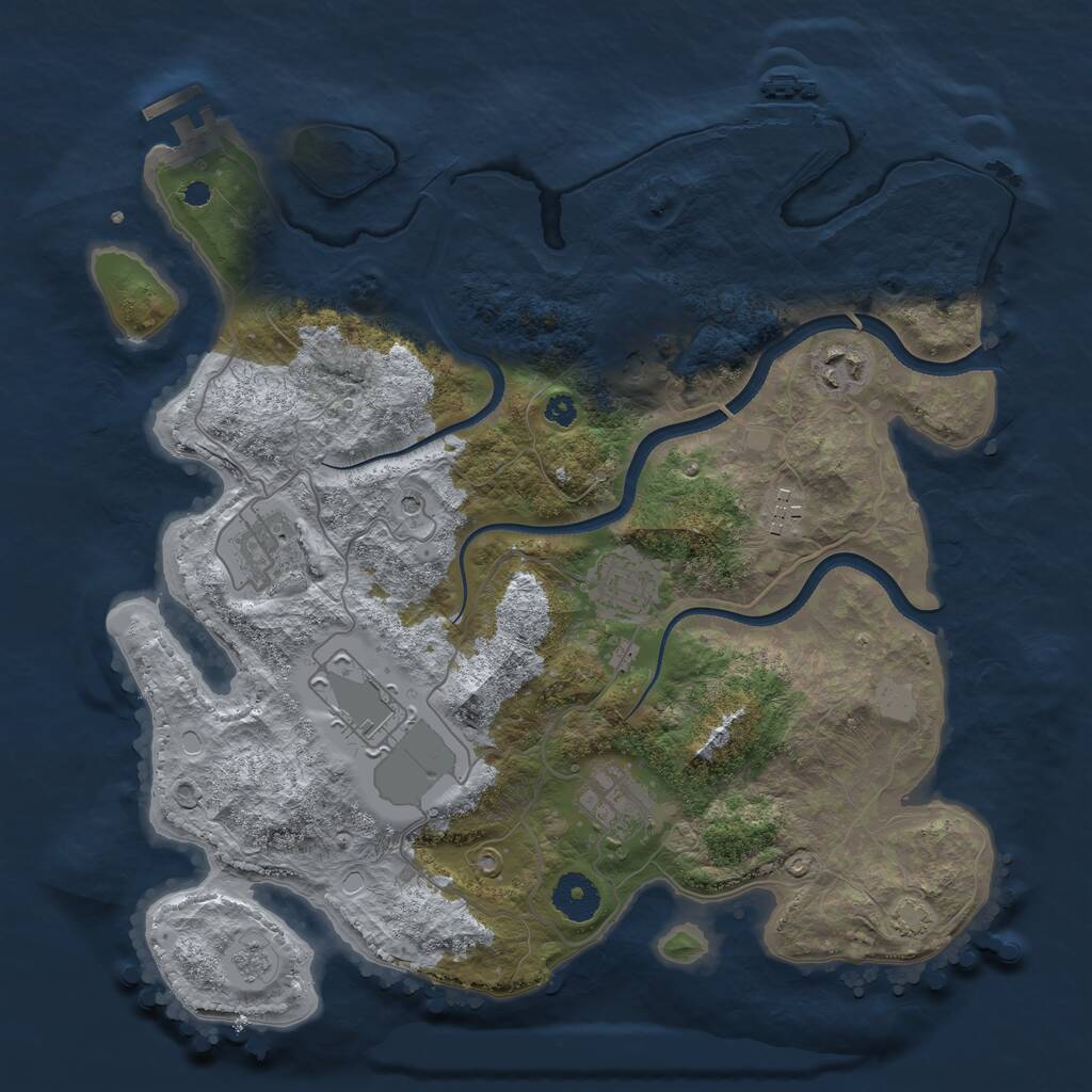 Rust Map: Procedural Map, Size: 3500, Seed: 284996573, 13 Monuments