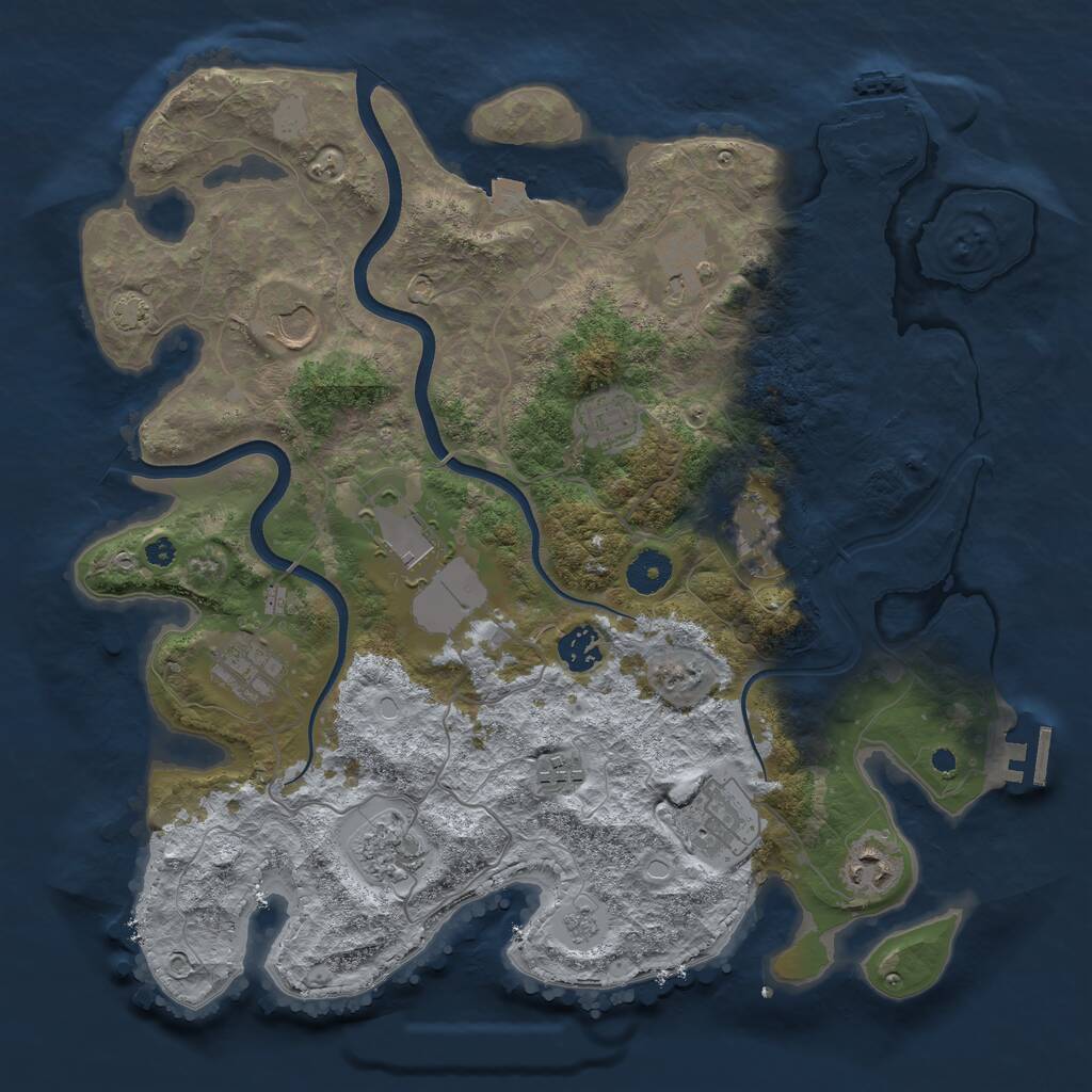Rust Map: Procedural Map, Size: 3750, Seed: 192374801, 16 Monuments