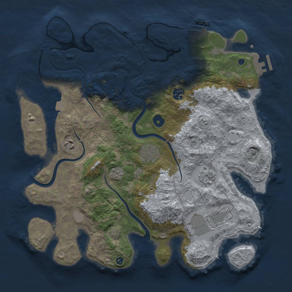 Rust Map: Procedural Map, Size: 3750, Seed: 1182524694, 13 Monuments