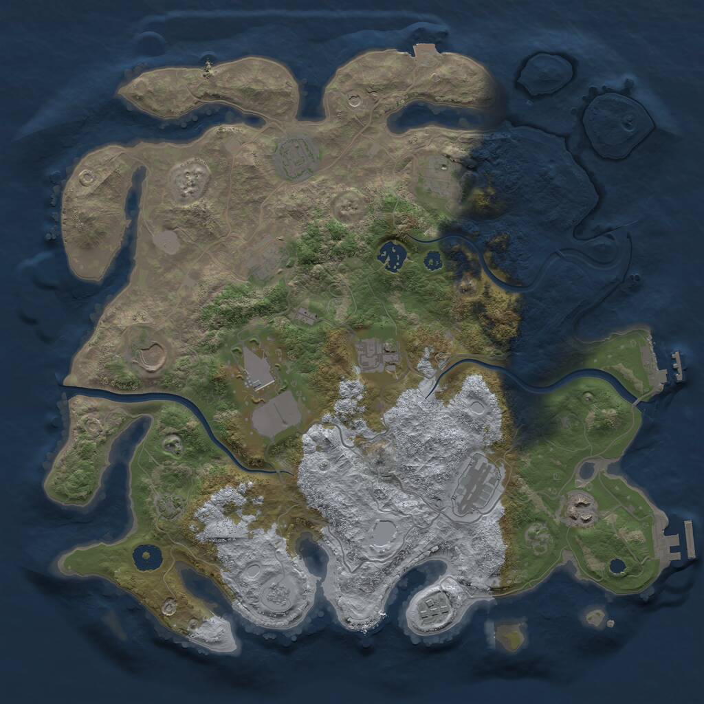 Rust Map: Procedural Map, Size: 3750, Seed: 919144184, 16 Monuments