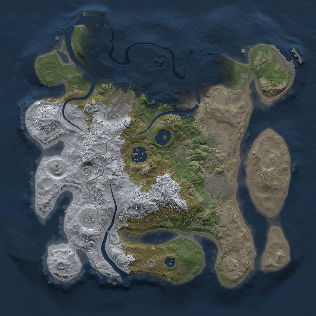 Rust Map: Procedural Map, Size: 3000, Seed: 201922877, 10 Monuments