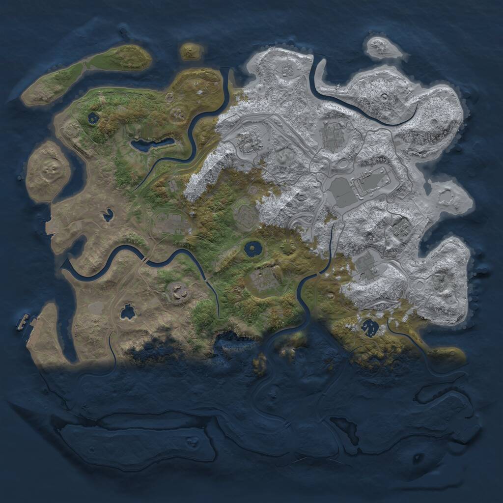 Rust Map: Procedural Map, Size: 4500, Seed: 18377544, 16 Monuments