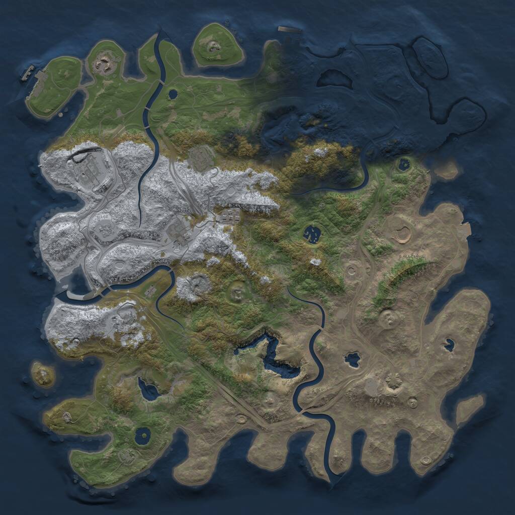 Rust Map: Procedural Map, Size: 4500, Seed: 113961784, 14 Monuments