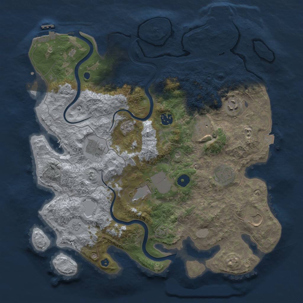 Rust Map: Procedural Map, Size: 3750, Seed: 574888844, 14 Monuments