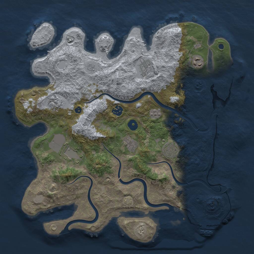 Rust Map: Procedural Map, Size: 3750, Seed: 636995750, 14 Monuments