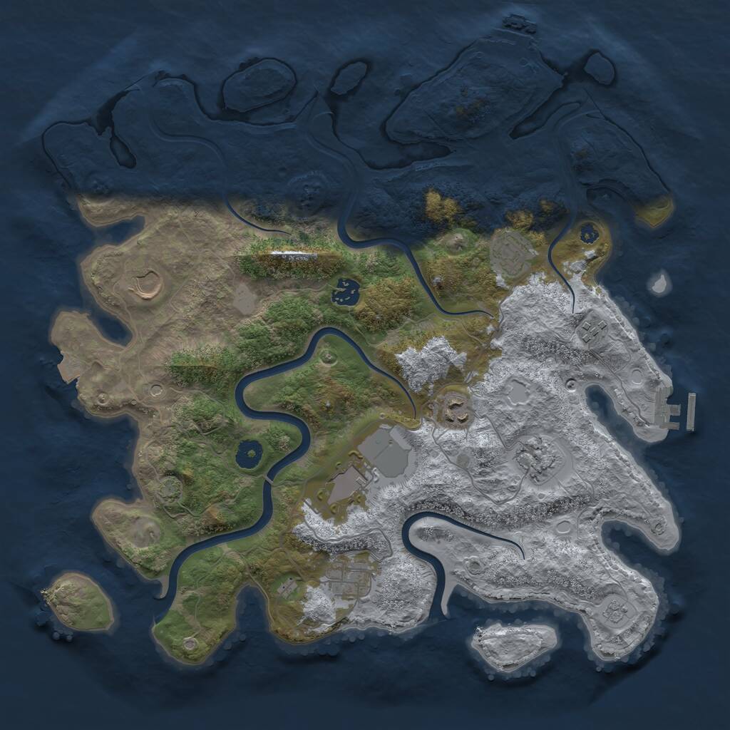 Rust Map: Procedural Map, Size: 3900, Seed: 1696206814, 14 Monuments