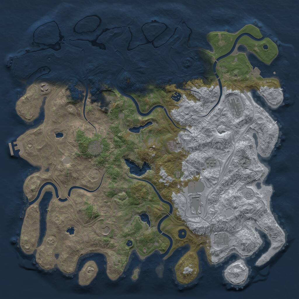 Rust Map: Procedural Map, Size: 4800, Seed: 710274939, 16 Monuments