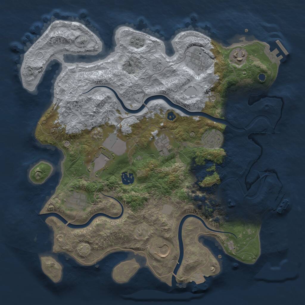 Rust Map: Procedural Map, Size: 3500, Seed: 727913265, 15 Monuments