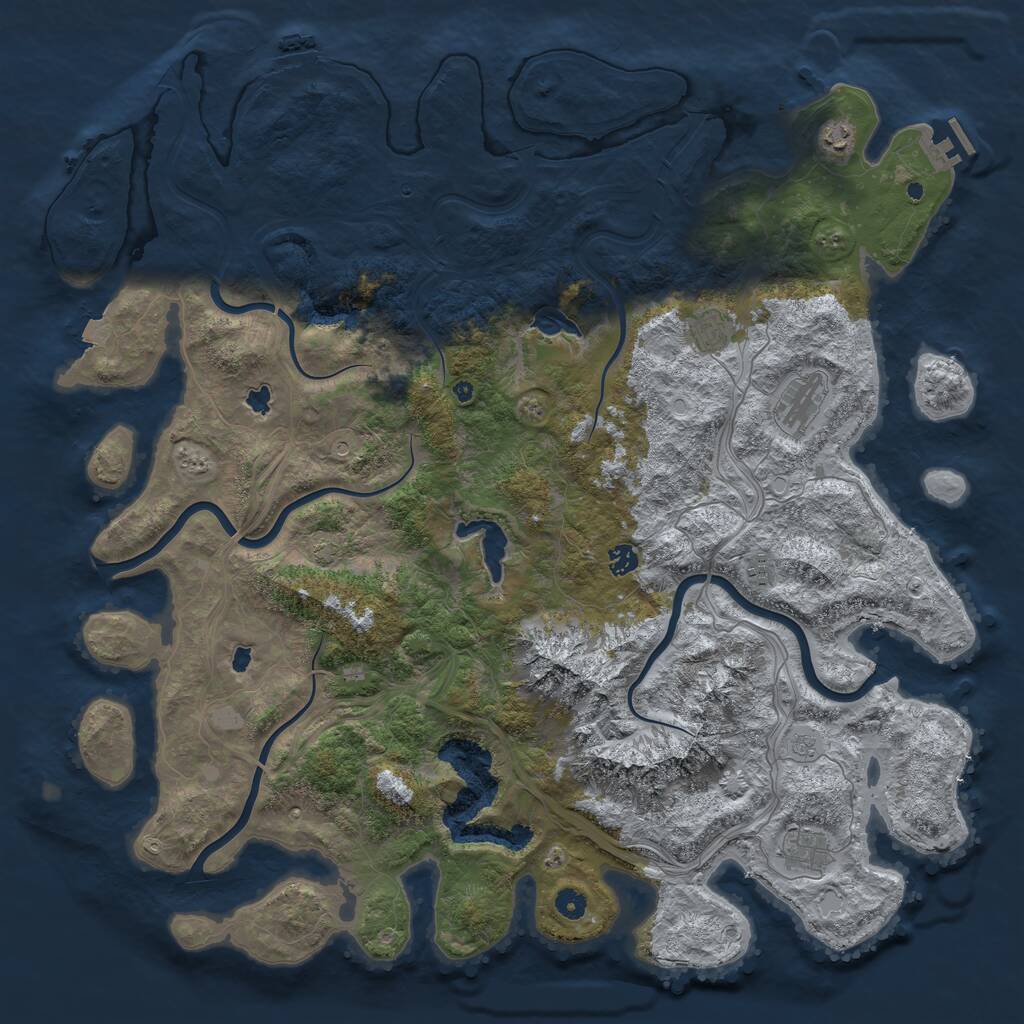 Rust Map: Procedural Map, Size: 5000, Seed: 642317979, 12 Monuments
