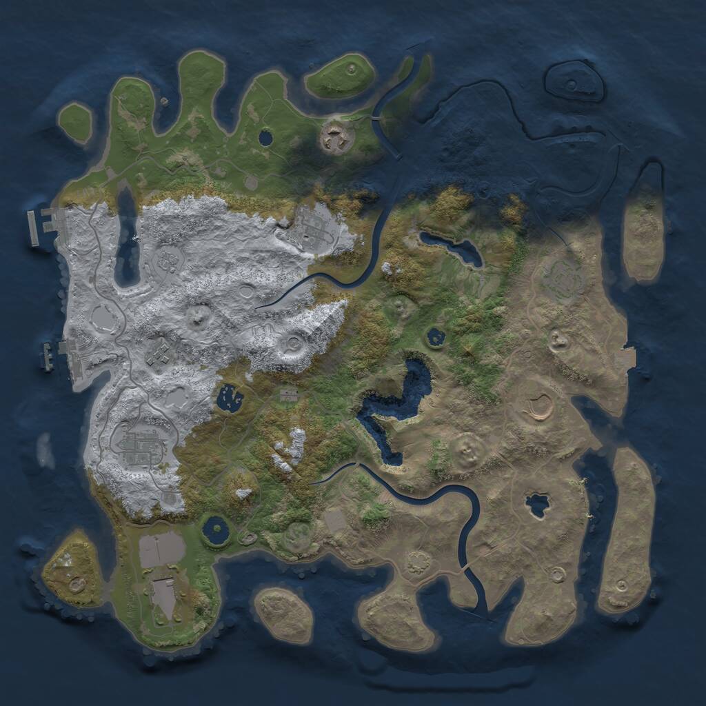 Rust Map: Procedural Map, Size: 4000, Seed: 2143181103, 14 Monuments