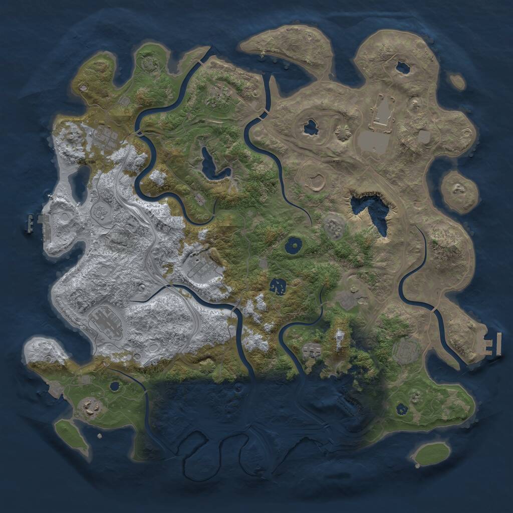 Rust Map: Procedural Map, Size: 4500, Seed: 1536573575, 17 Monuments