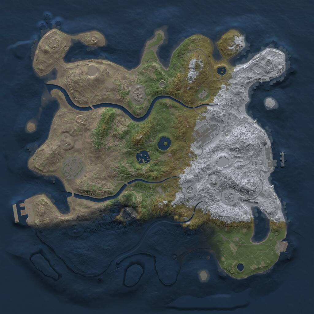 Rust Map: Procedural Map, Size: 3500, Seed: 2047798362, 10 Monuments