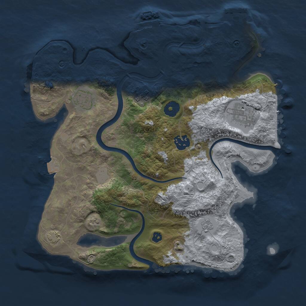 Rust Map: Procedural Map, Size: 3000, Seed: 1552663209, 9 Monuments