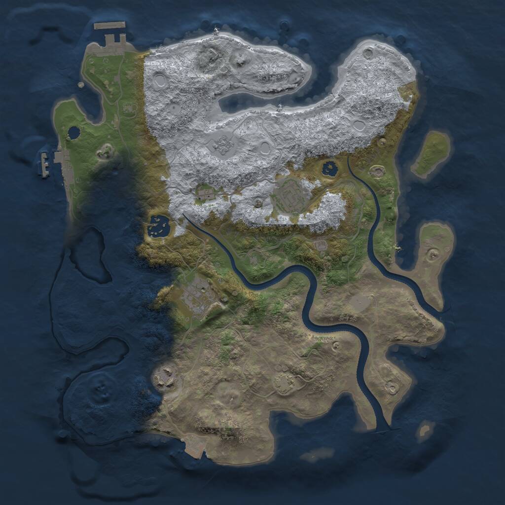 Rust Map: Procedural Map, Size: 3250, Seed: 785131512, 9 Monuments