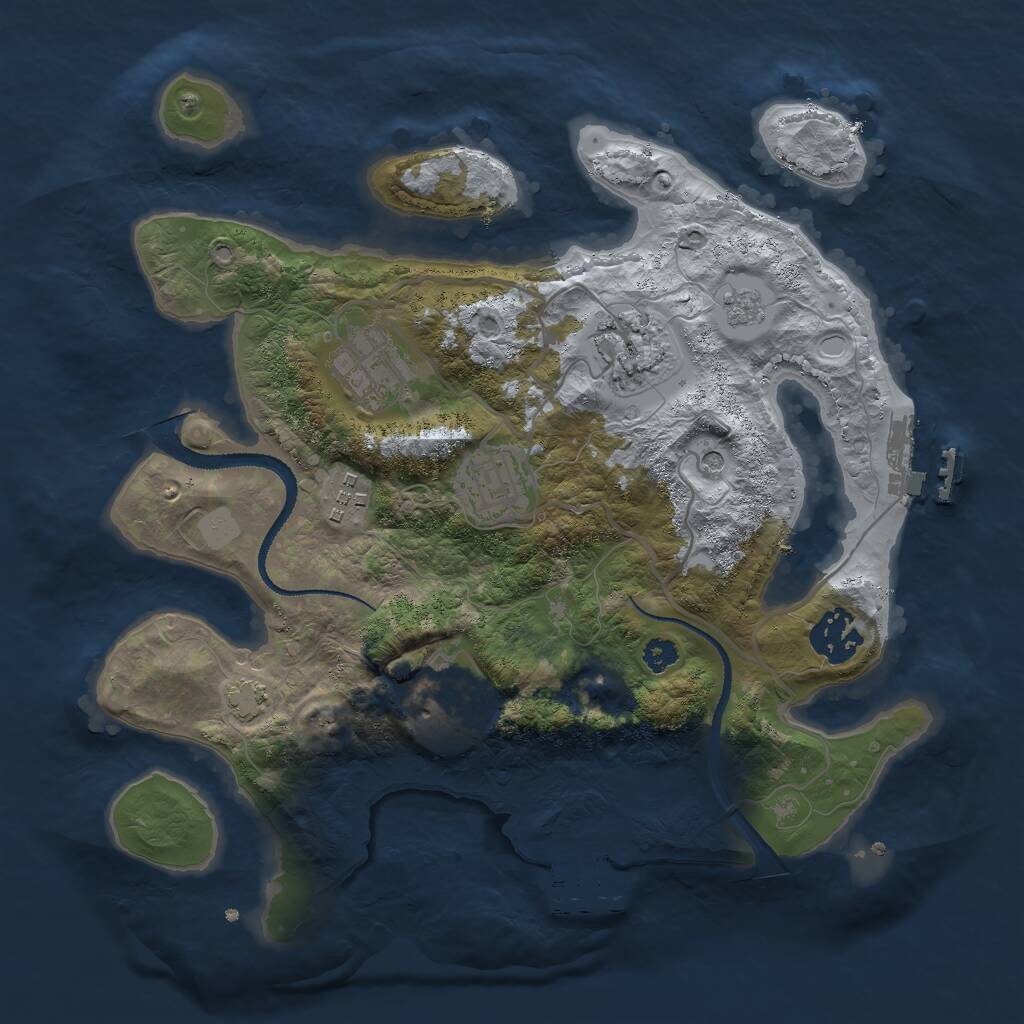 Rust Map: Procedural Map, Size: 3000, Seed: 2519736, 12 Monuments