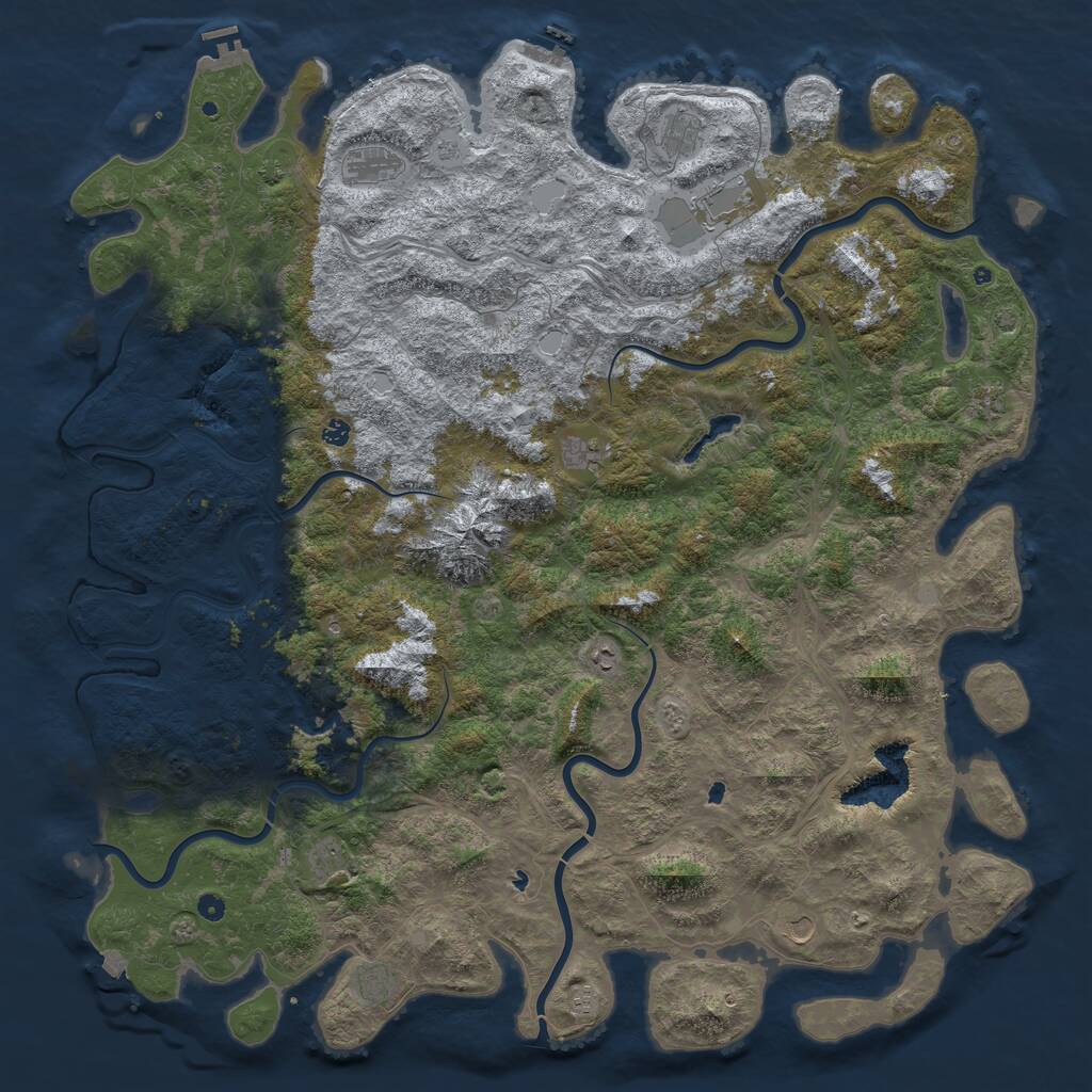 Rust Map: Procedural Map, Size: 6000, Seed: 1327180821, 17 Monuments