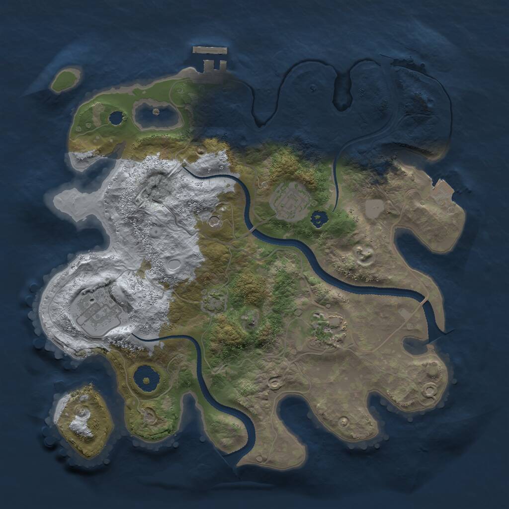 Rust Map: Procedural Map, Size: 3000, Seed: 2125898102, 7 Monuments