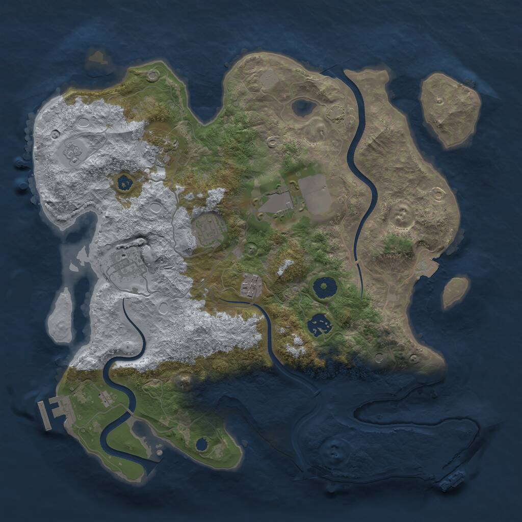 Rust Map: Procedural Map, Size: 3500, Seed: 115012225, 12 Monuments