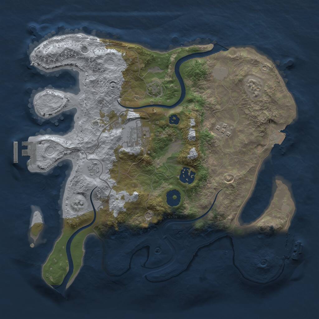 Rust Map: Procedural Map, Size: 3000, Seed: 2028094695, 9 Monuments