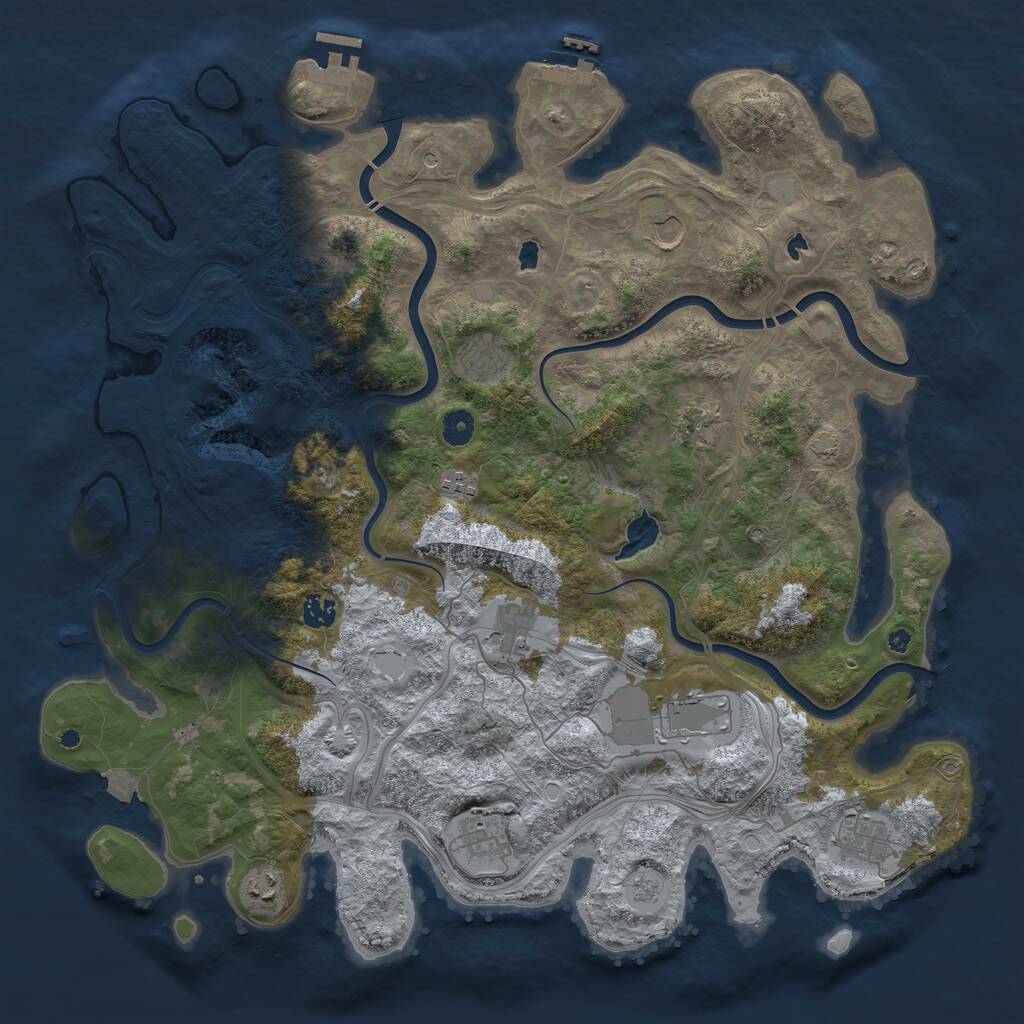 Rust Map: Procedural Map, Size: 4500, Seed: 50000000, 16 Monuments