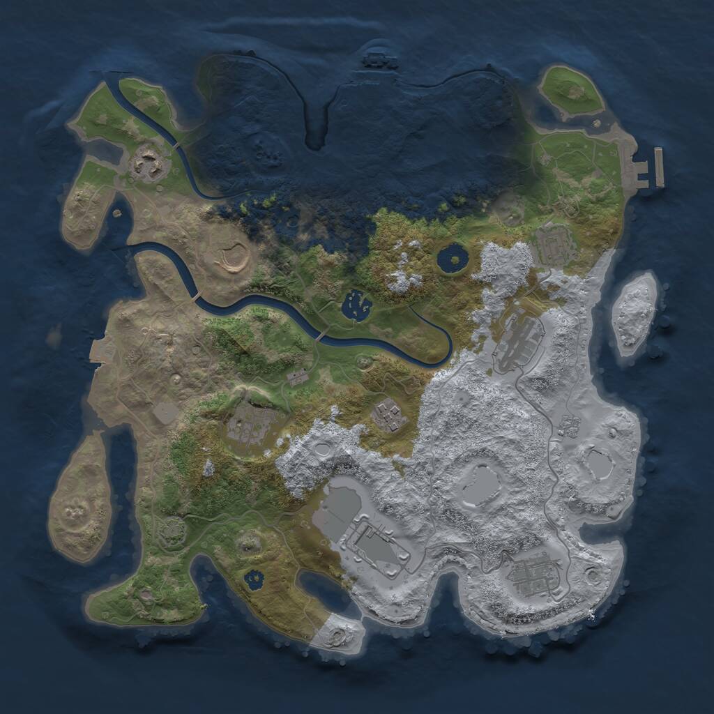 Rust Map: Procedural Map, Size: 3600, Seed: 2830, 15 Monuments