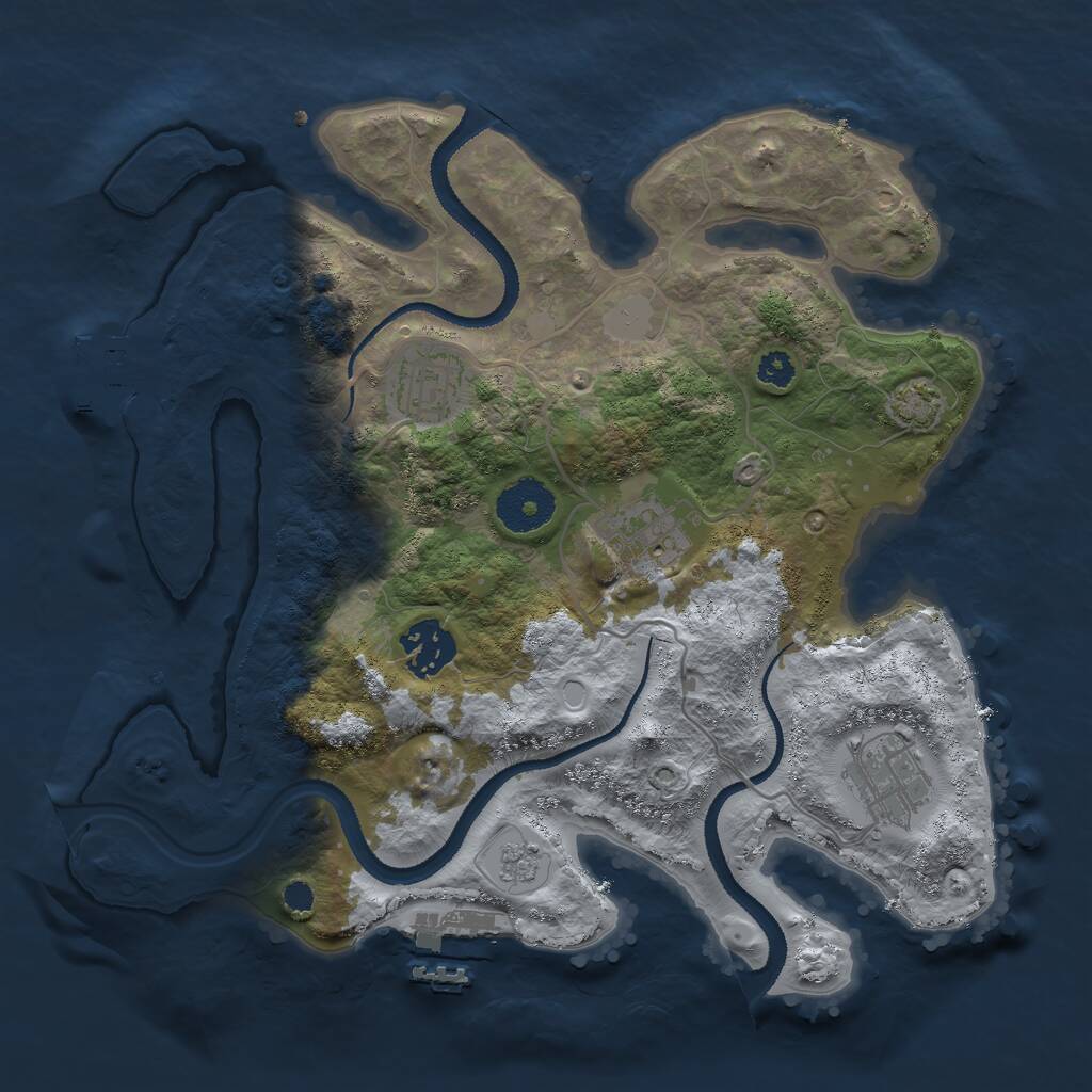 Rust Map: Procedural Map, Size: 3000, Seed: 725272857, 9 Monuments