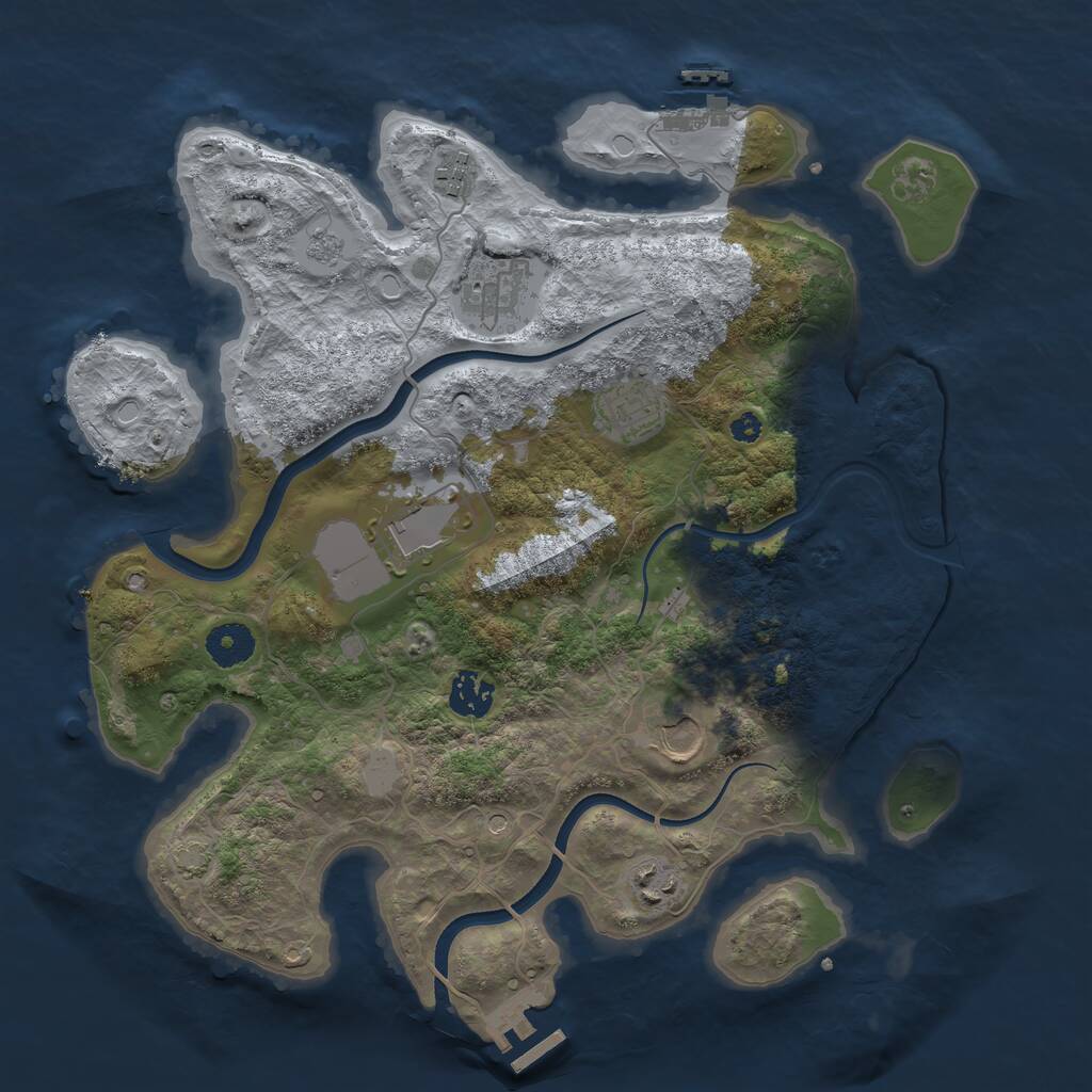 Rust Map: Procedural Map, Size: 3600, Seed: 235142, 13 Monuments