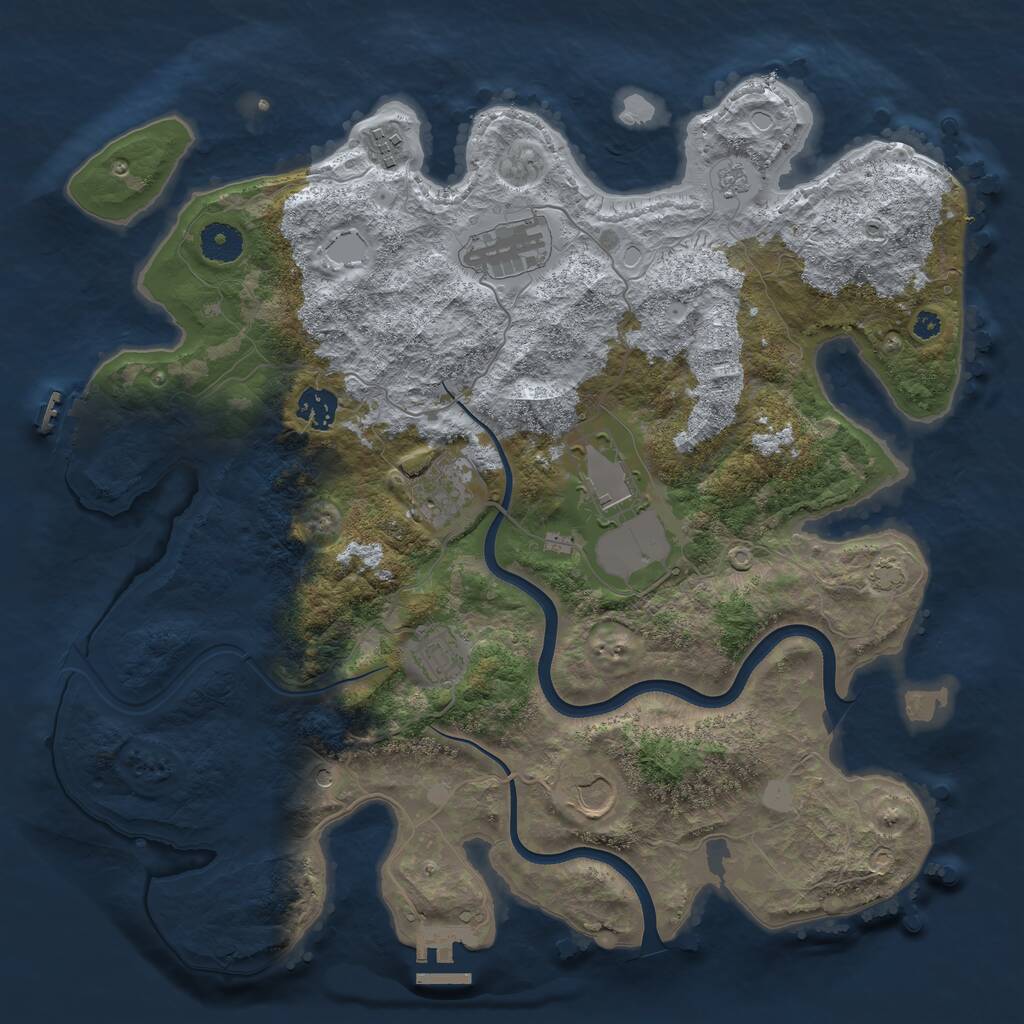 Rust Map: Procedural Map, Size: 3750, Seed: 2011962955, 13 Monuments
