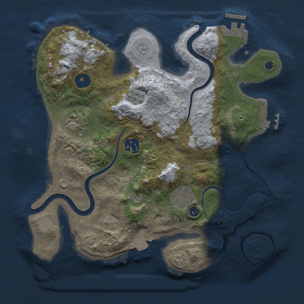 Rust Map: Procedural Map, Size: 3000, Seed: 1706599815, 10 Monuments