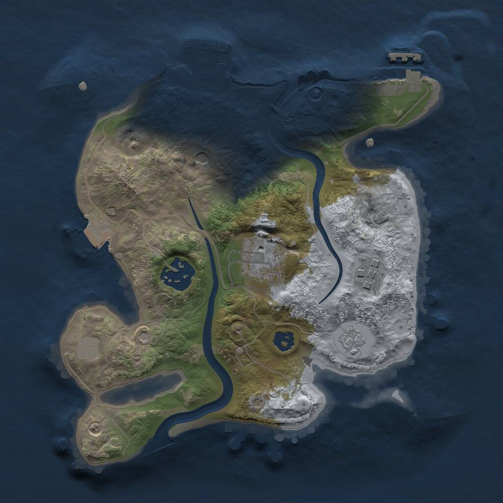 Rust Map: Procedural Map, Size: 2400, Seed: 98765432, 8 Monuments