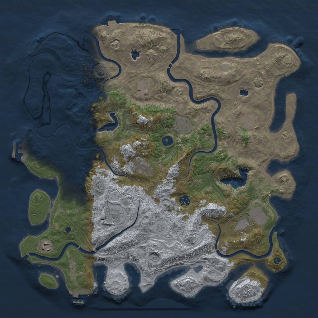 Rust Map: Procedural Map, Size: 4500, Seed: 1957398749, 15 Monuments
