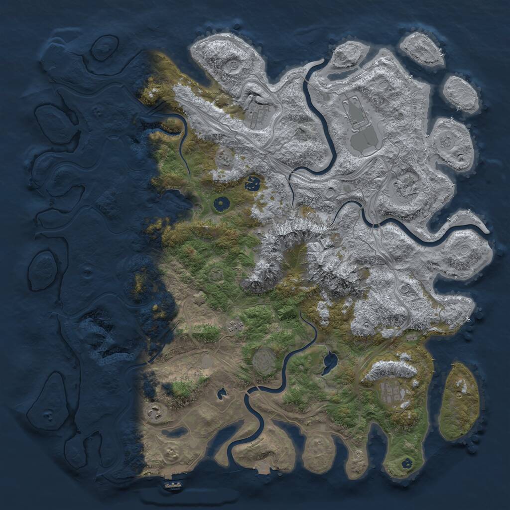Rust Map: Procedural Map, Size: 5000, Seed: 528975020, 14 Monuments