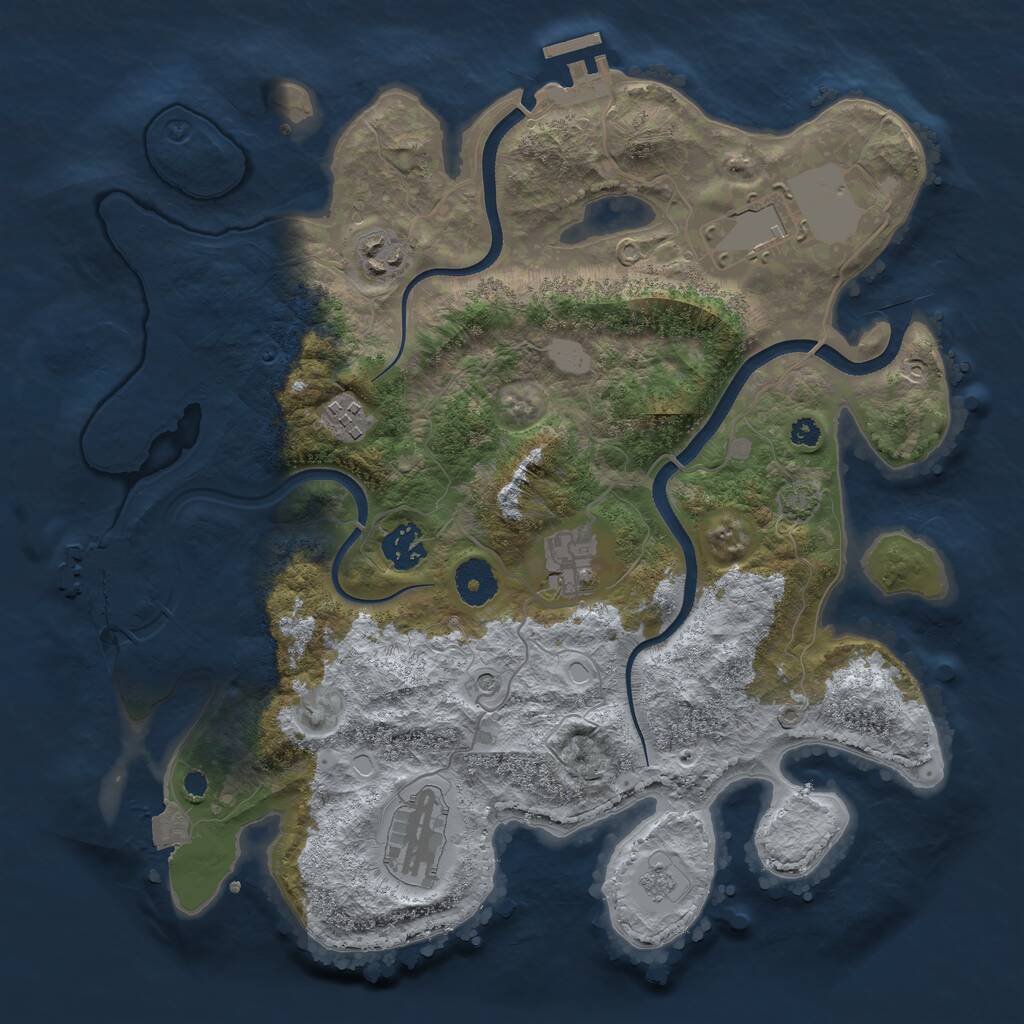 Rust Map: Procedural Map, Size: 3500, Seed: 869038712, 12 Monuments