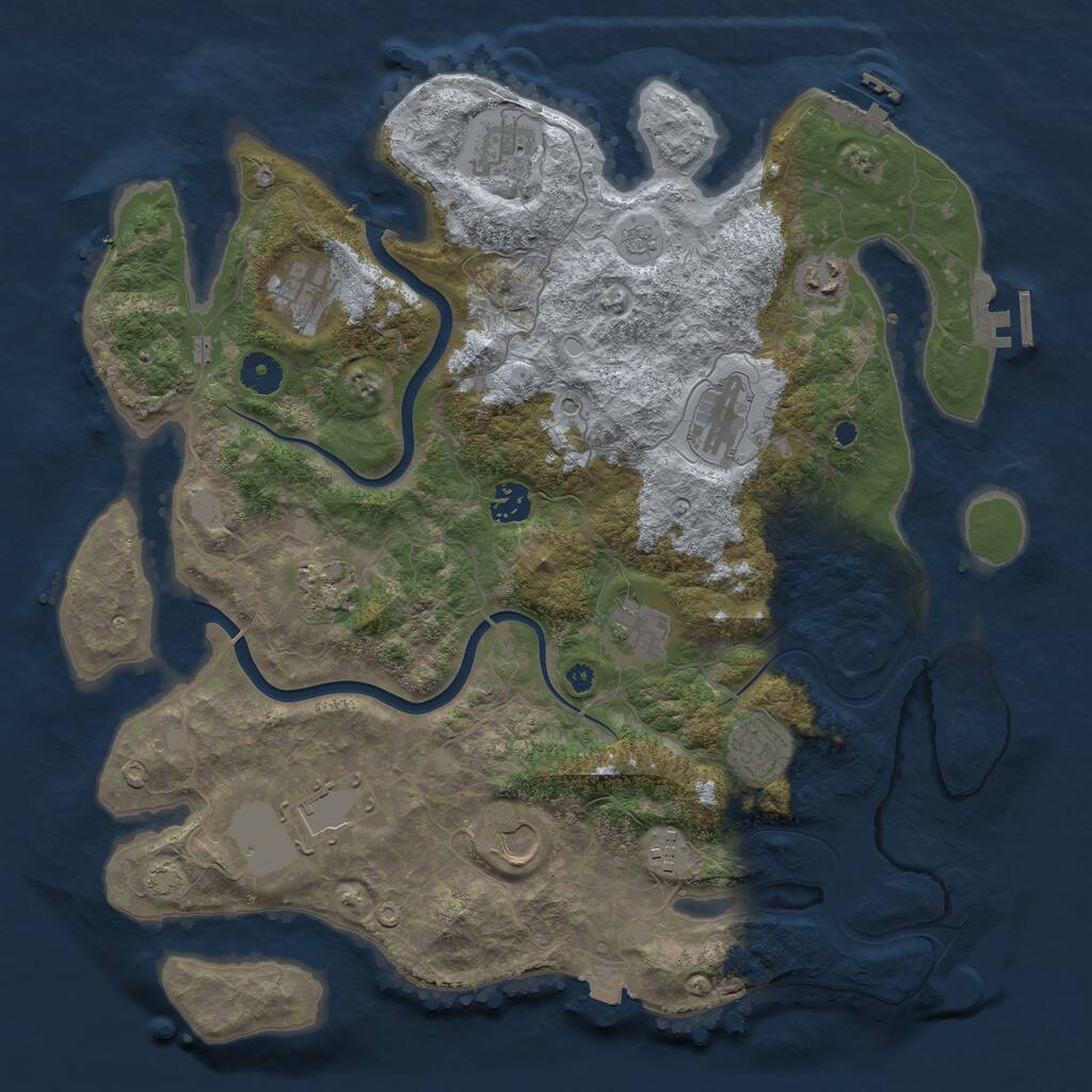 Rust Map: Procedural Map, Size: 3980, Seed: 220919520, 17 Monuments