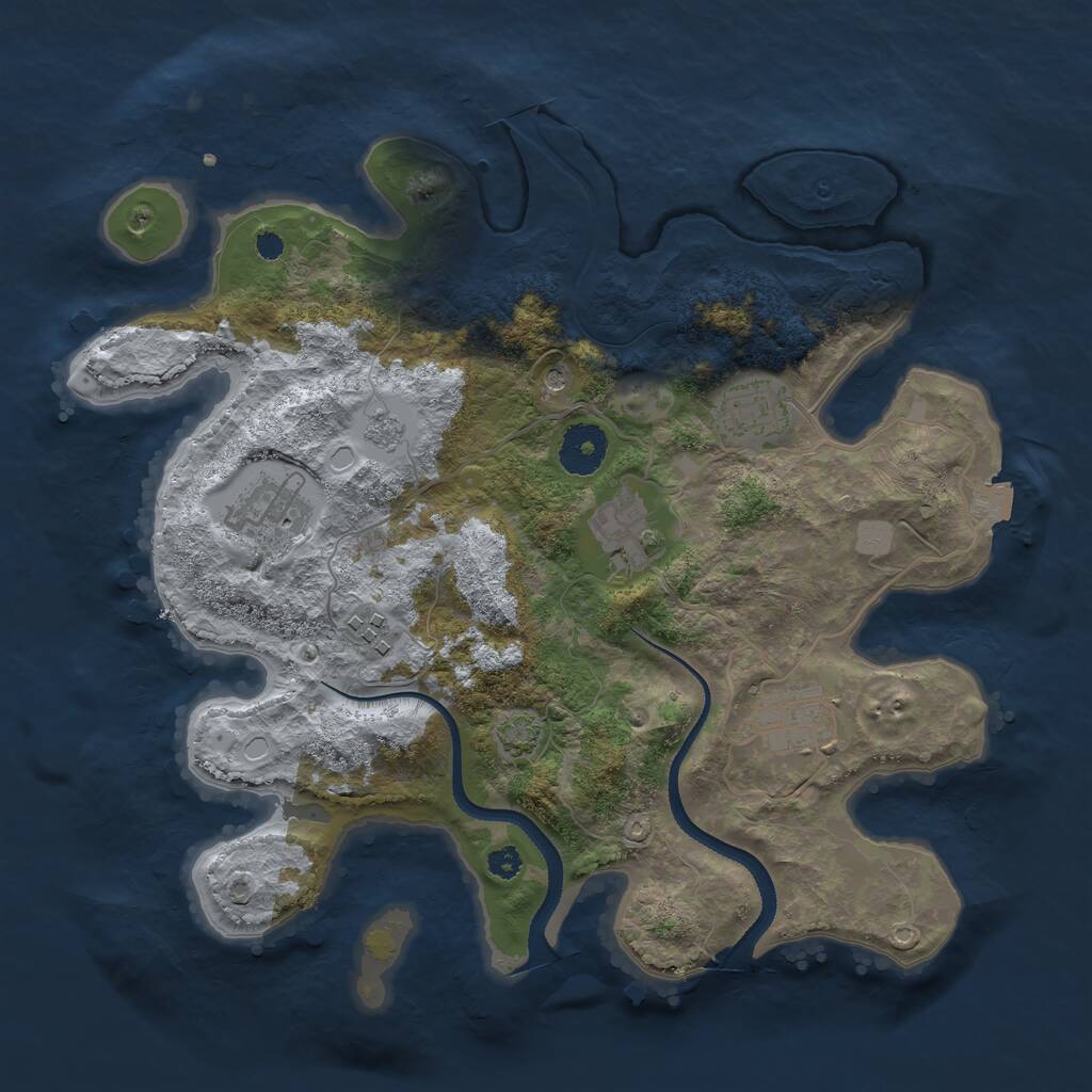 Rust Map: Procedural Map, Size: 3300, Seed: 688189858, 9 Monuments