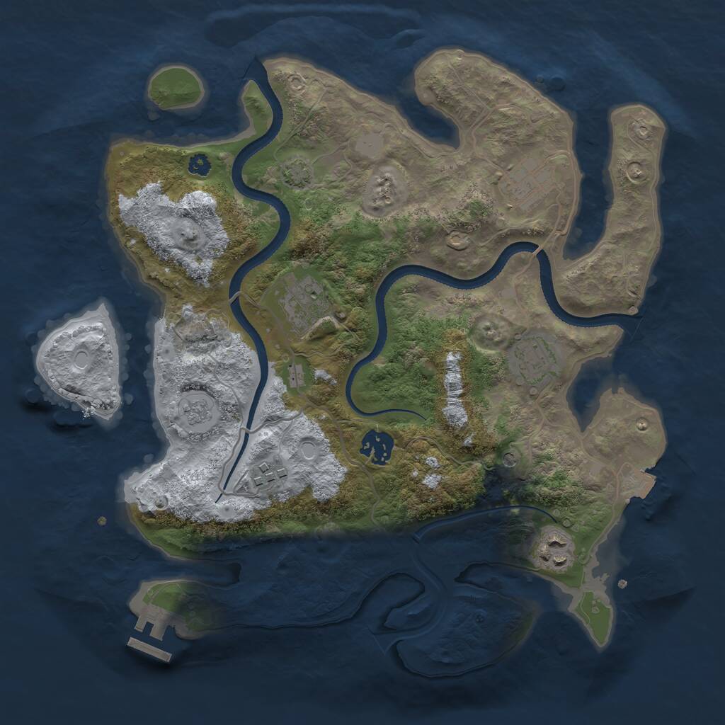 Rust Map: Procedural Map, Size: 3250, Seed: 544265087, 11 Monuments