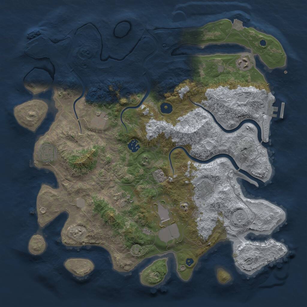 Rust Map: Procedural Map, Size: 3900, Seed: 1716372962, 14 Monuments