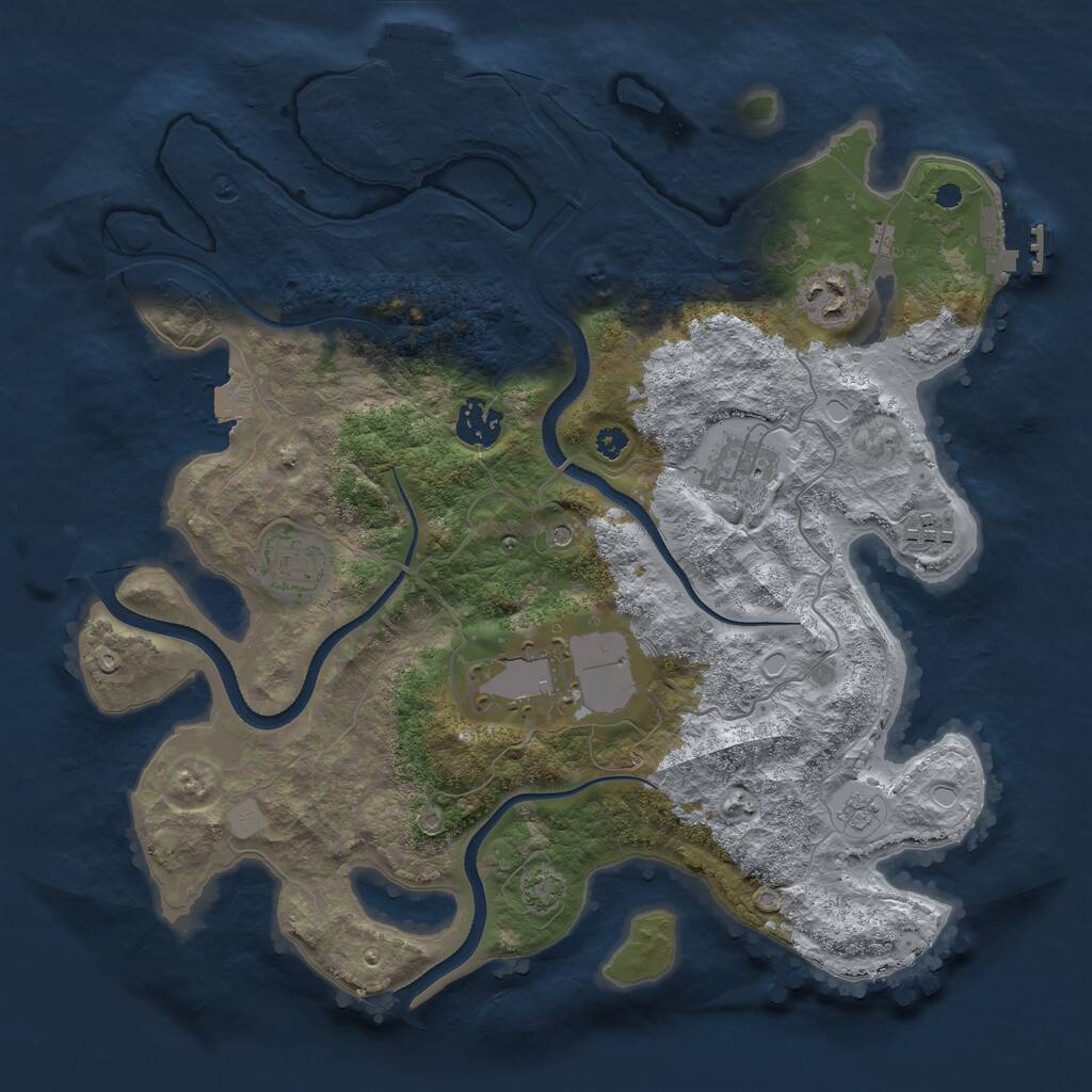 Rust Map: Procedural Map, Size: 3500, Seed: 1620312041, 12 Monuments