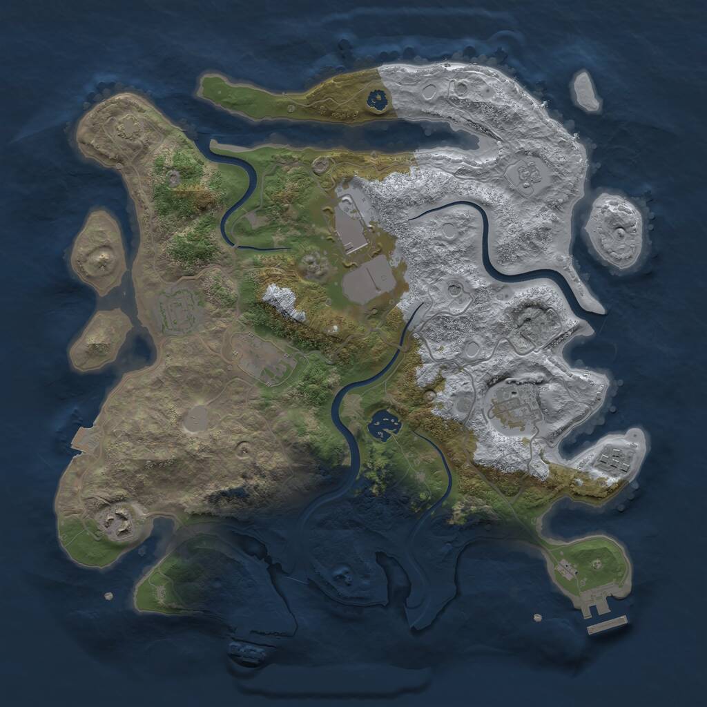Rust Map: Procedural Map, Size: 3500, Seed: 1495022193, 13 Monuments