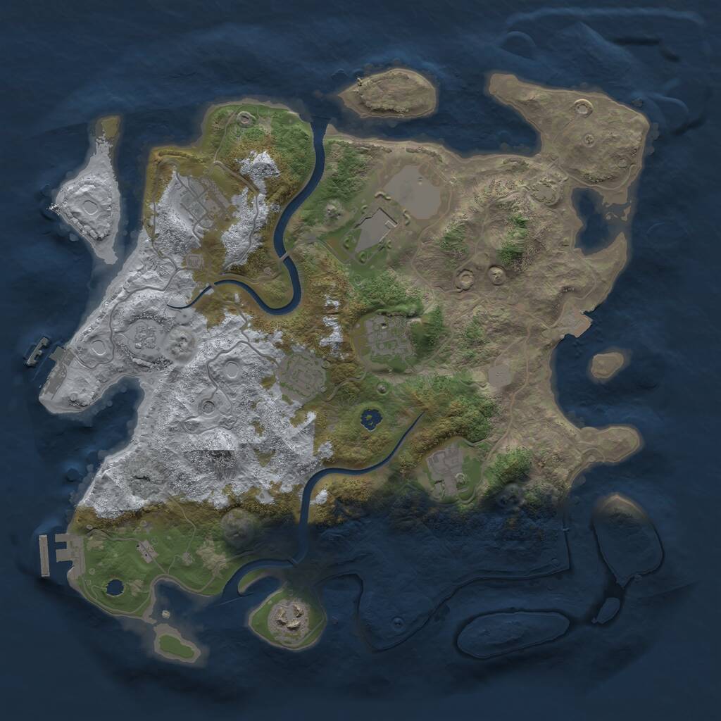 Rust Map: Procedural Map, Size: 3500, Seed: 2070152160, 12 Monuments