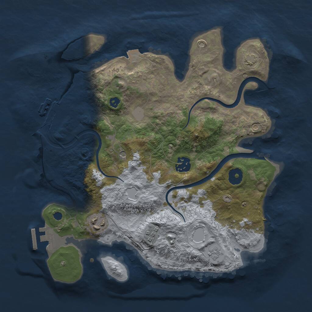 Rust Map: Procedural Map, Size: 3000, Seed: 1987743334, 9 Monuments